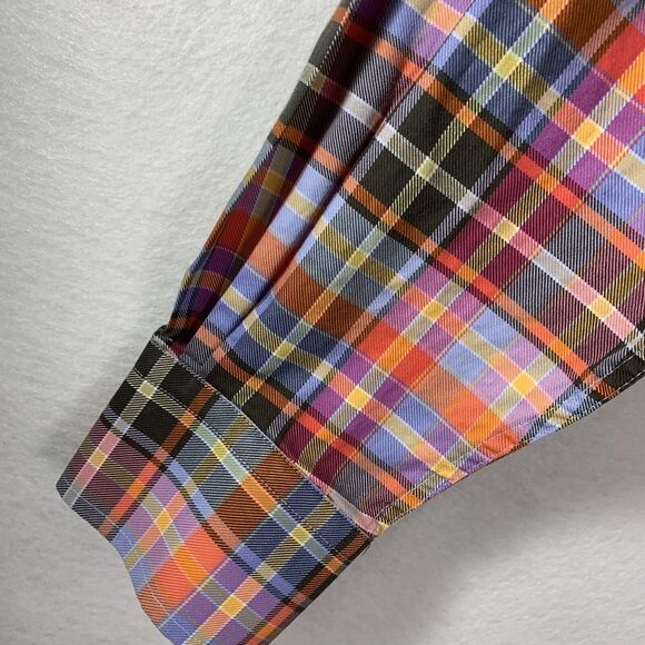Peter Millar Shirt Men L Tartan Plaid 100% Cotton Multicolor Sport Luxury Preppy - Picture 9 of 14